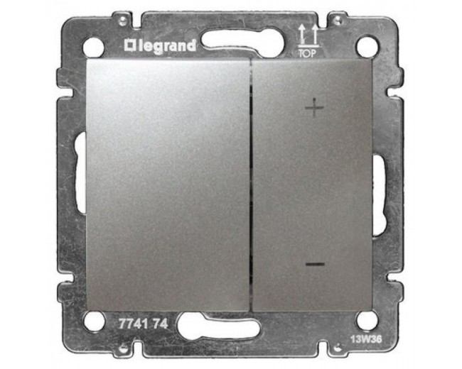 Светорегулятор кнопочный Legrand VALENA CLASSIC, 600 Вт, скрытый монтаж, алюминий, 770274