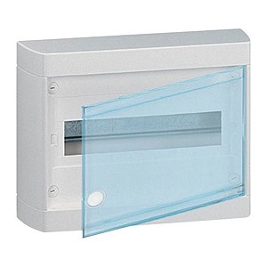 Накладной распределительный щит Nedbox - с прозрачной дверью - 1 рейка х 12 (+1) модулей