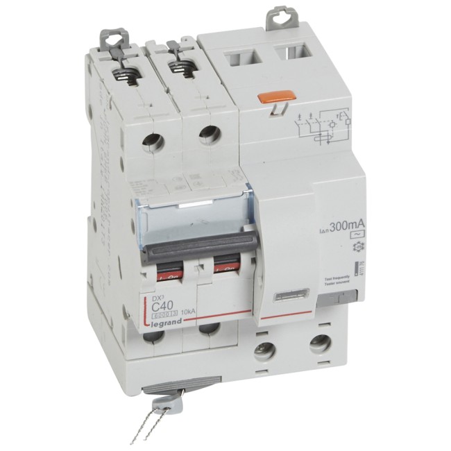 Автоматический выключатель дифференциального тока DX 6000 - 10 кА - тип характеристики С - 2П - 230 В~ - 40 А - тип AС - 300 мА - 4 модуля