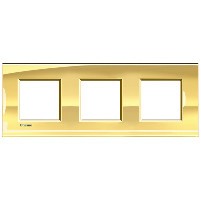 LivingLight Рамка прямоугольная, 3 поста, цвет Золото