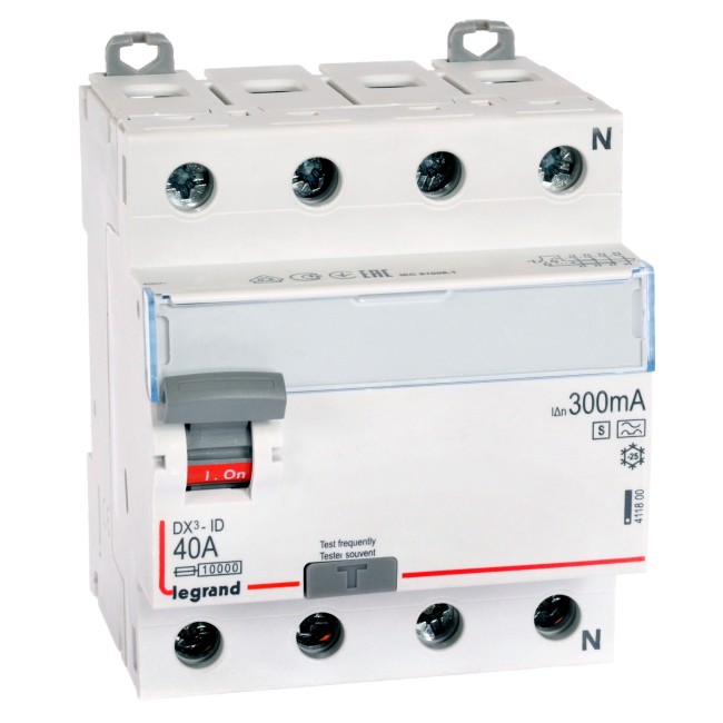 Выключатель дифференциального тока DX-ID - 4П - 400 В~ - 40 А - тип A - 300 мА - селективный - 4 модуля