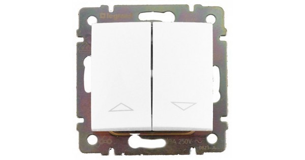 Переключатель для жалюзи 2-клавишный кнопочный Legrand VALENA CLASSIC, механический, скрытый монтаж, белый, 774414