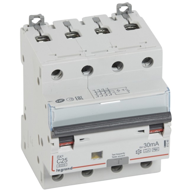 Автоматический выключатель дифференциального тока DX 4П C25А 30MA-F