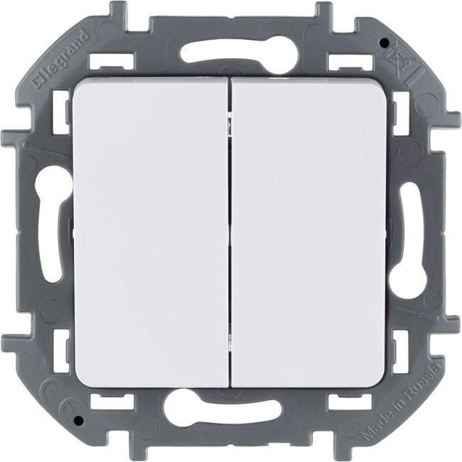 Переключатель модульный двухклавишный - INSPIRIA - 10 AX - 250 В~ - белый, 673655