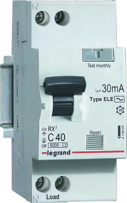 Дифавтомат Legrand RX3 1P+N 40А (C) 6 кА, 30 мА ( AC ), 419403